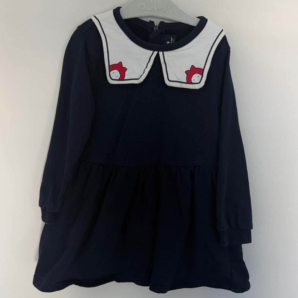 Adorable Navy Kids Dress with White Collar